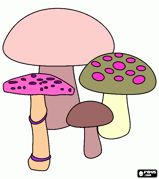 mushrooms coloring page