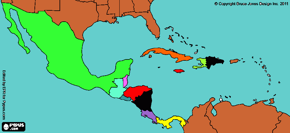 My oncoloring of Mexico and Central America coloring page