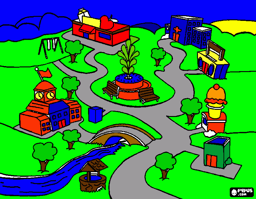 my town coloring page