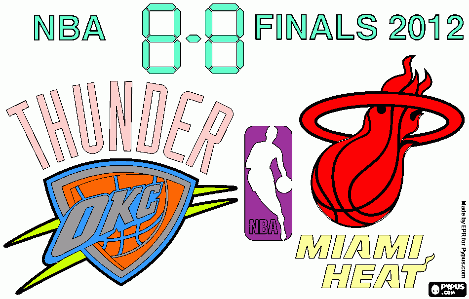 NBA Finals 2012 - Oklahoma City Thunder vs Miami Heat coloring page coloring page