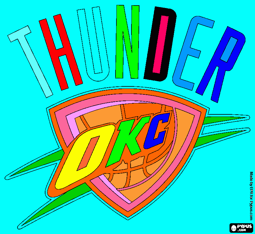 NBA THUNDER BASKETBALL AKA OKC coloring page