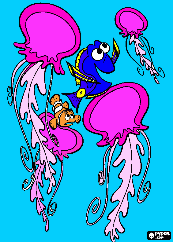 nemos father and dory coloring page
