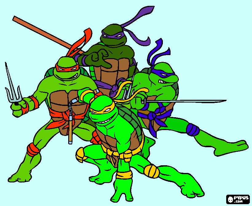 ninja turtles team coloring page