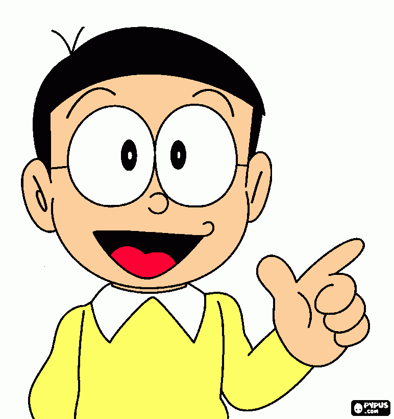 nobita is thinking coloring page