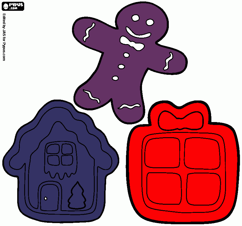 Number 3 parts - 3 little cookies coloring page