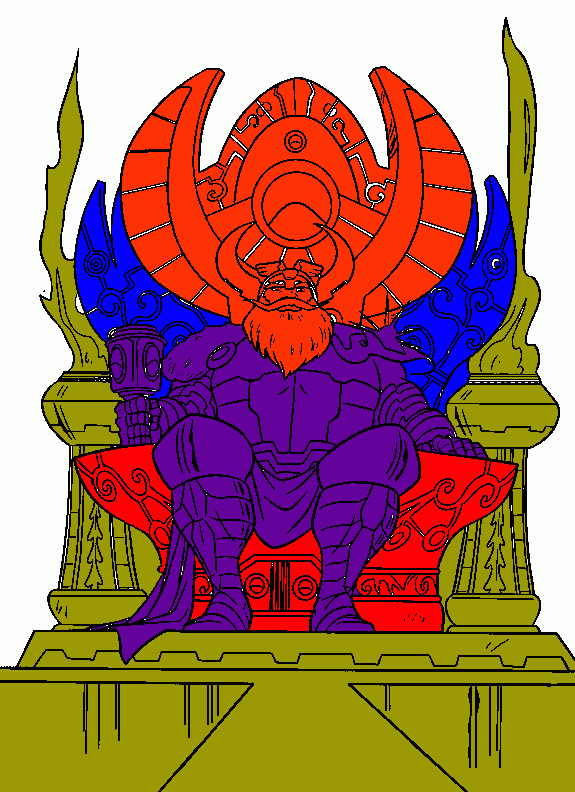 Odin sitting upon his throne. coloring page