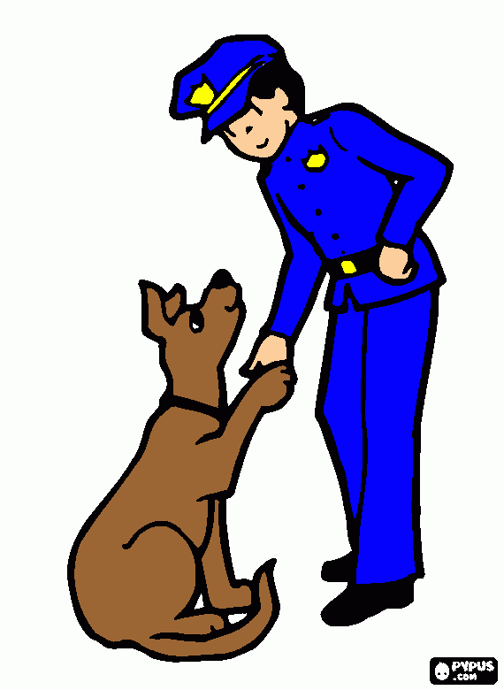 officer dog  coloring page