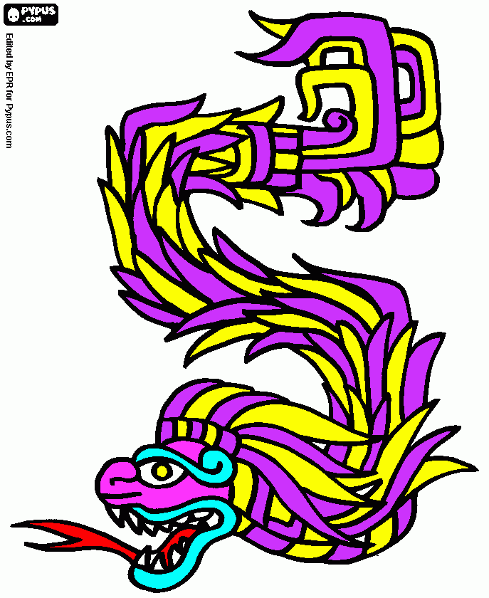 oriental dragon in yellow and violet coloring page