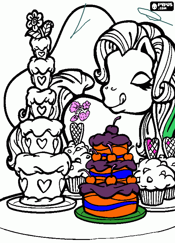 Our little pony with cupcakes coloring page