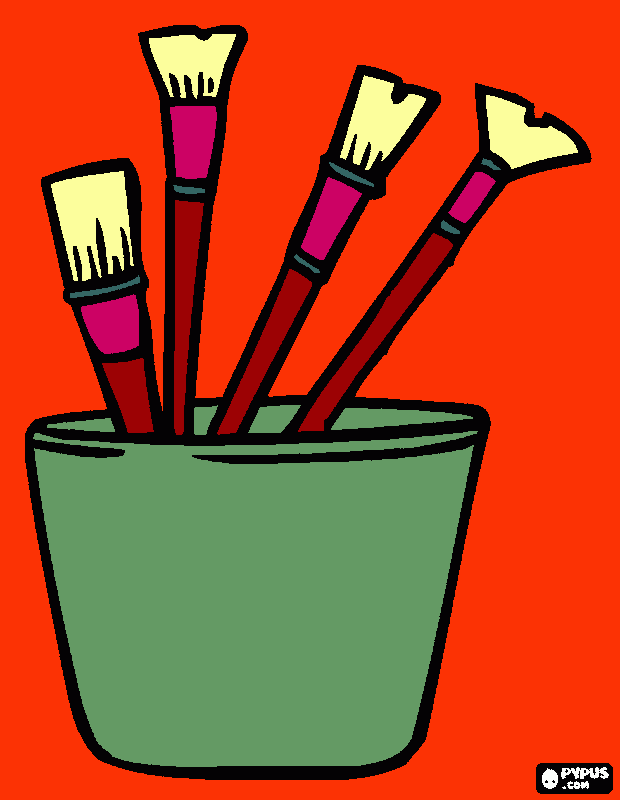 paintbrush pot coloring page