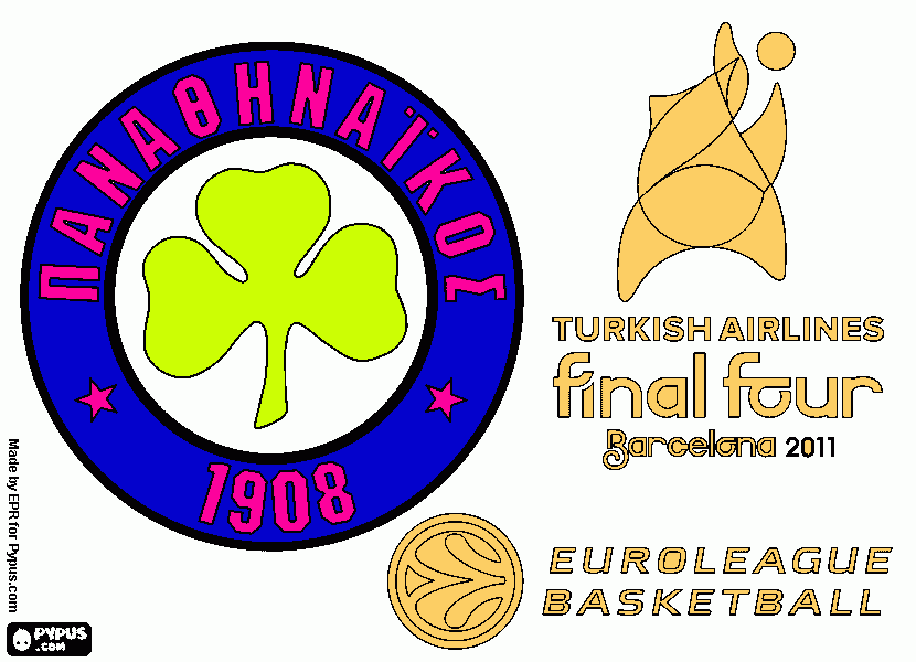 Panathinaikos, PAO, champion of the 2011 Euroleague Basketball  coloring page