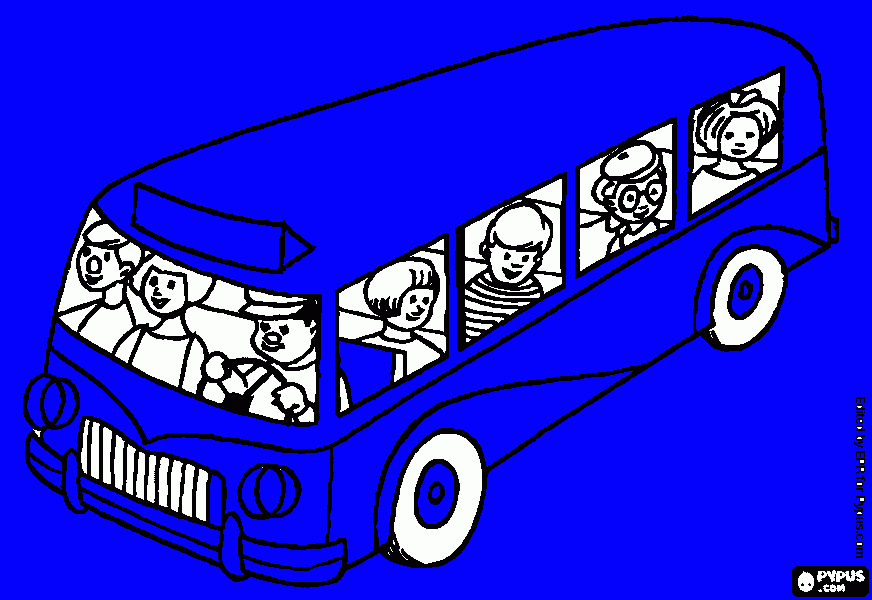 People on the bus coloring page