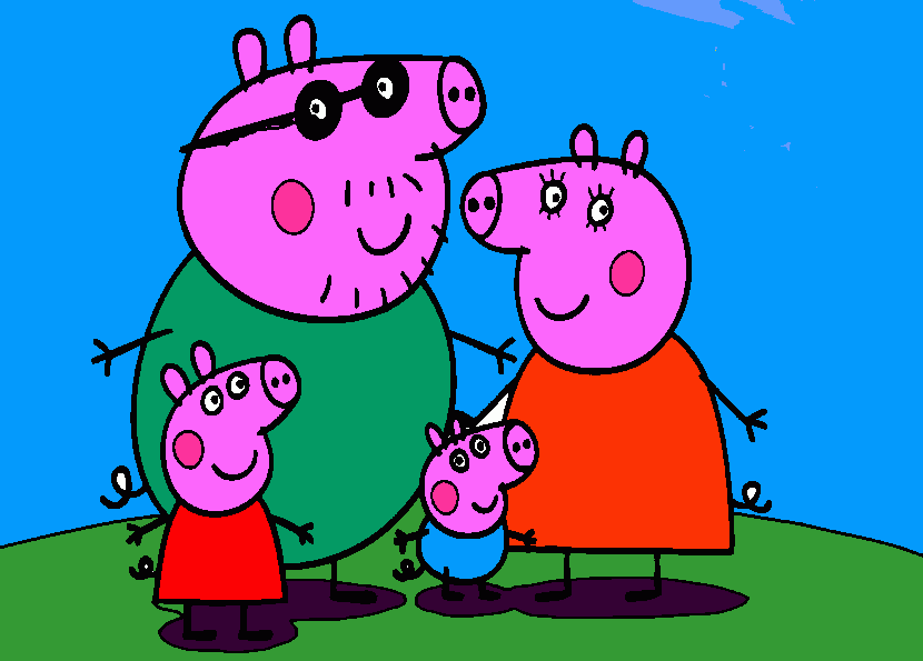 peppa and her family coloring page