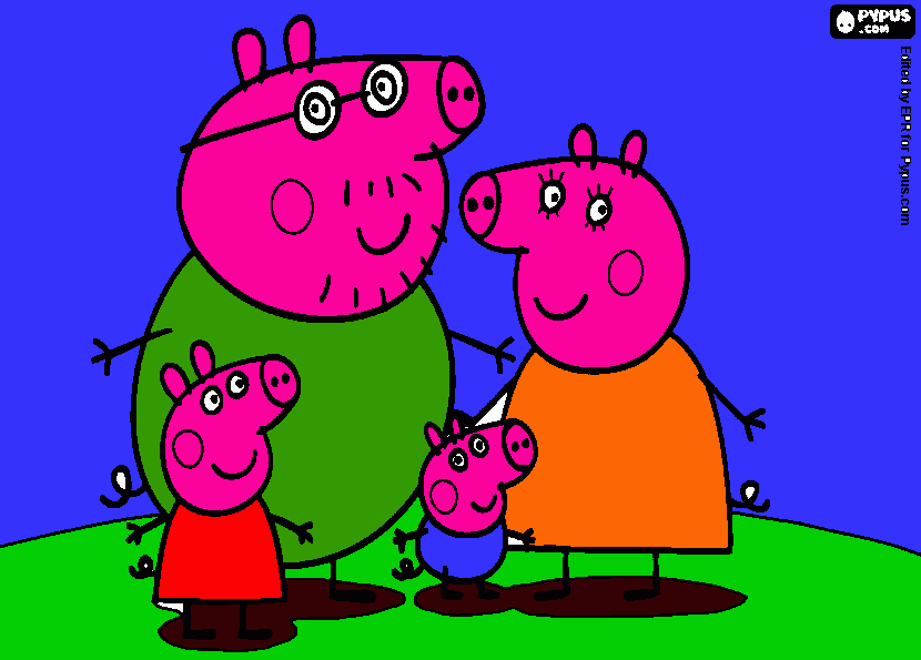 peppa pig family outing coloring page