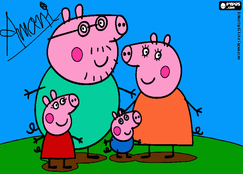 Peppa Pig- Family coloring page