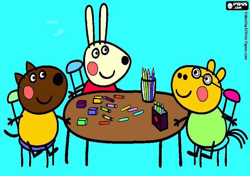 peppa Pig's friends with p coloring page