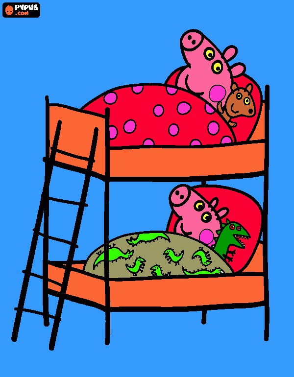 peppa's bed time coloring page
