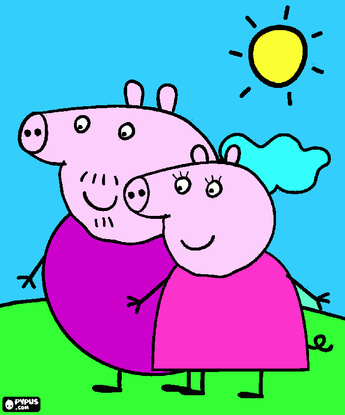 Peppas grany pigs and gandfather pigs photo coloring page