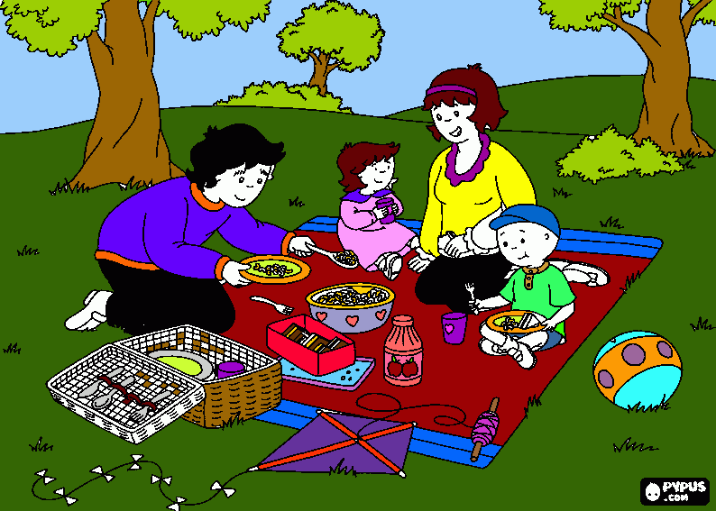 picnic picture coloring page