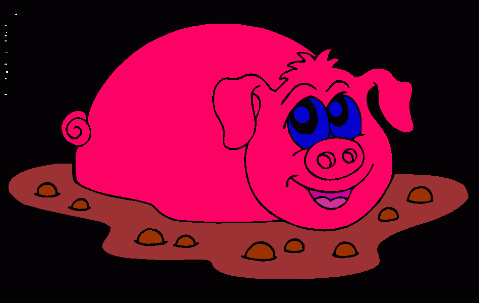 Pig in mud coloring page