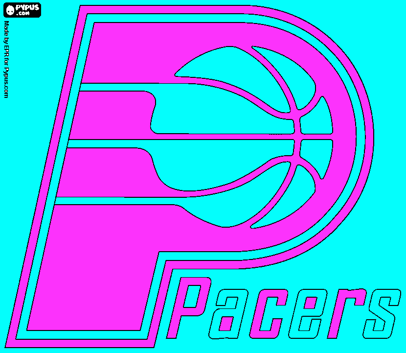 pink and teal pacers logo coloring page