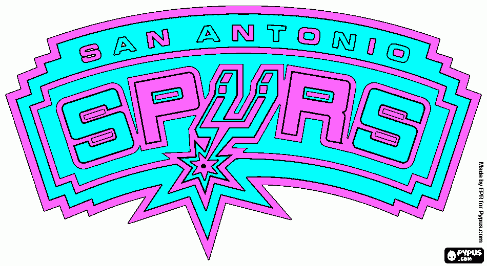 Pink and teal Spurs logo coloring page