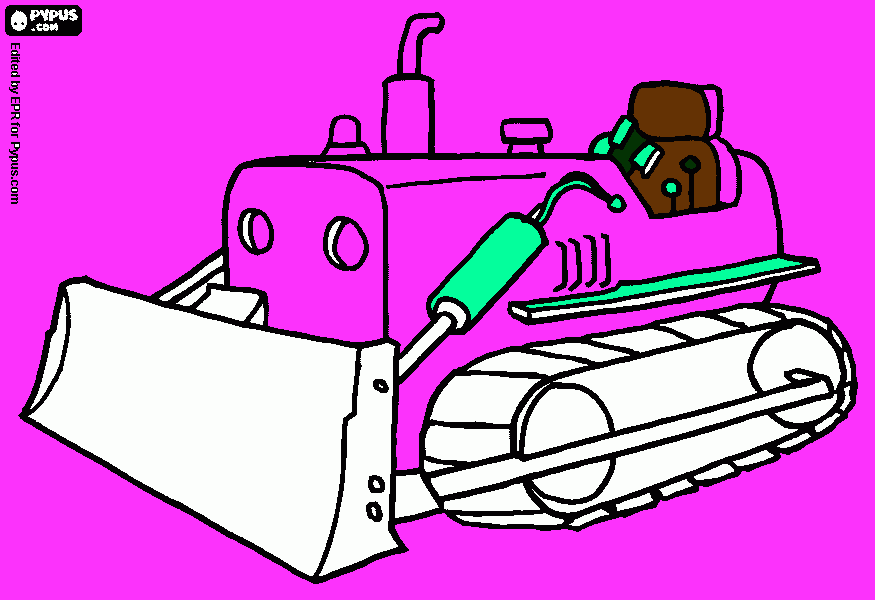 pink bull dozer coloring page
