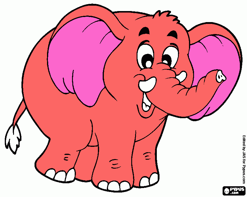 pink elephant coloring page