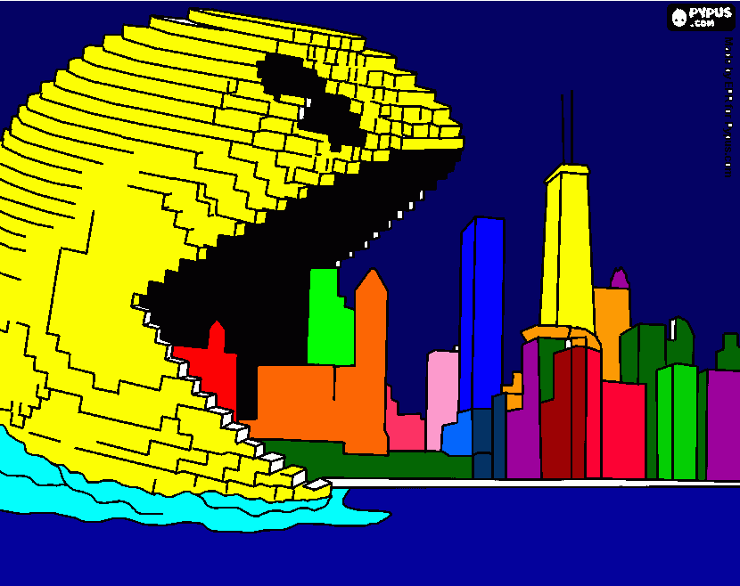 Pixel Pacman coloring page