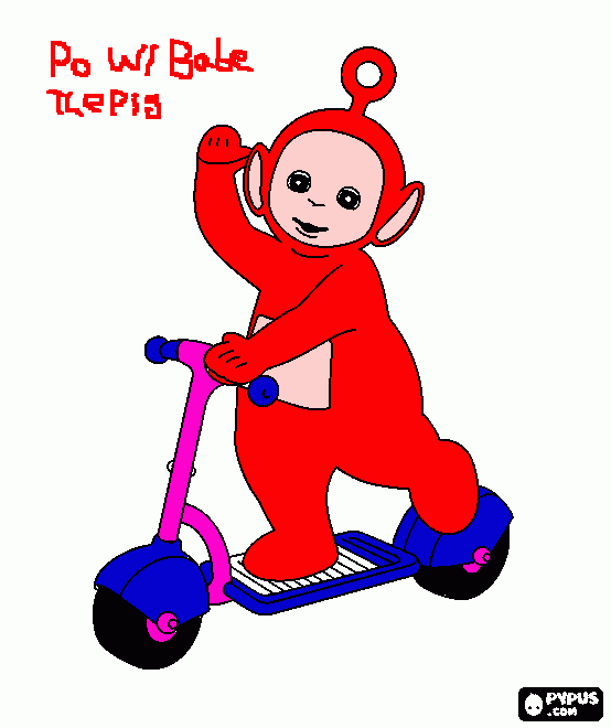 Po From Teletubbies W/ Babe The Pig coloring page