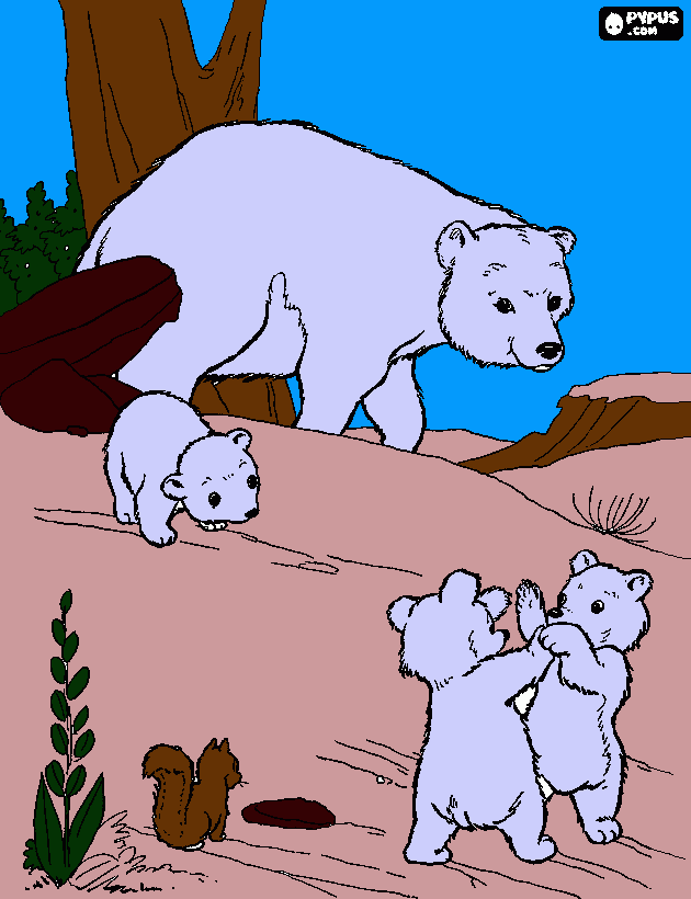 polar bear family coloring page