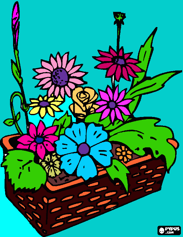 pot of flowers  coloring page