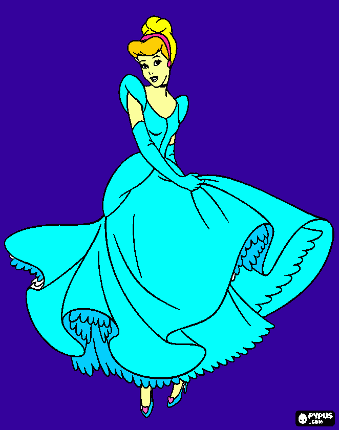 princess -cinderella -with -beautiful -drees coloring page