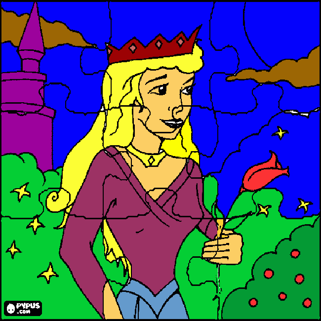 princess puzzle coloring page