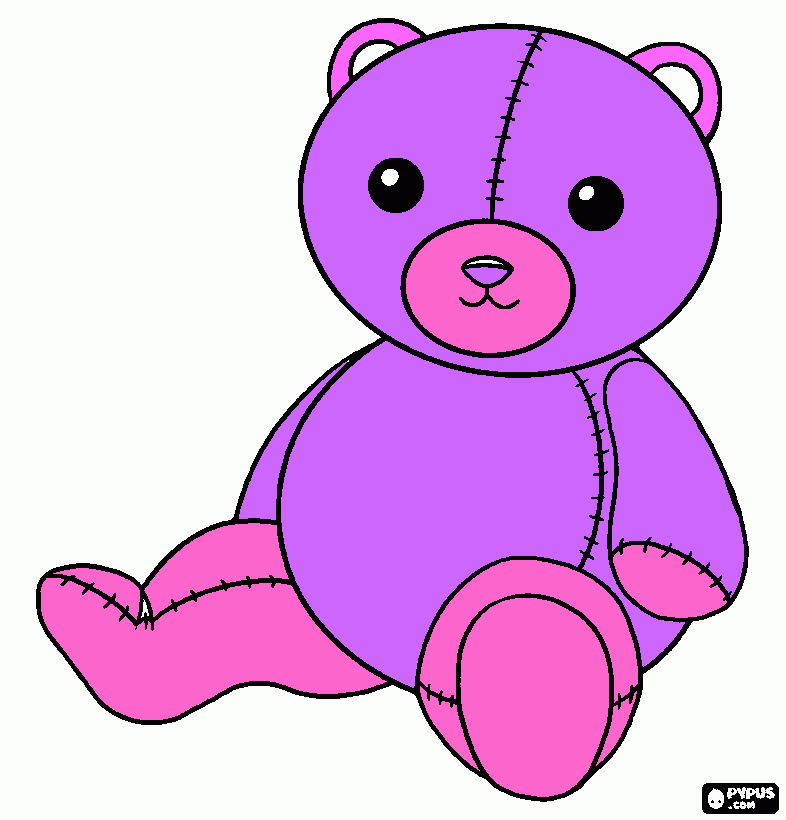 purple teddy bear coloring page