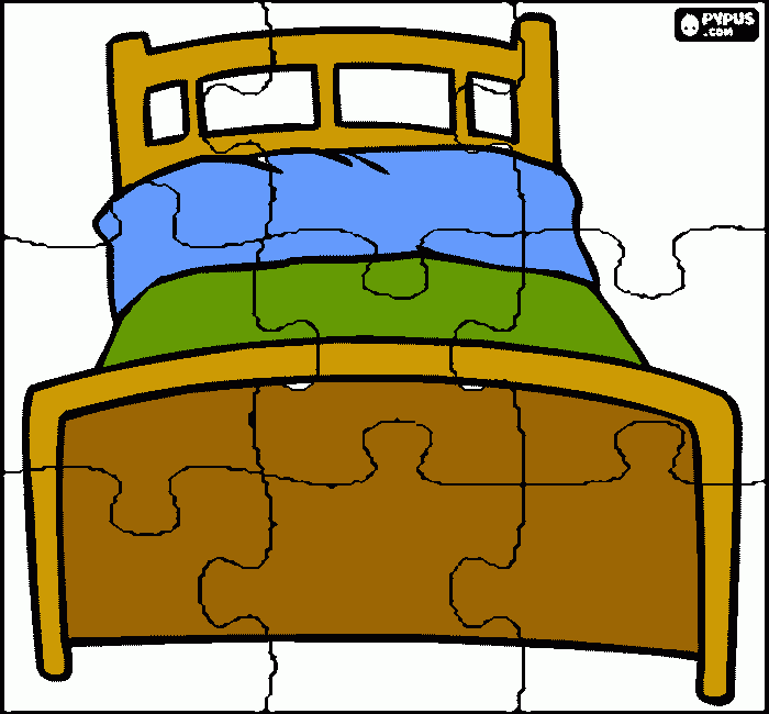 puzzle of a single bed coloring page