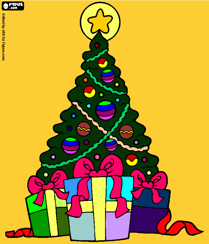 rainbow Christmas tree coloring page
