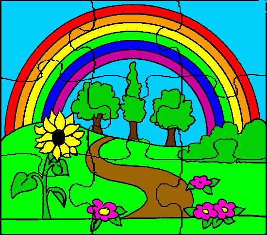 rainbow puzzle coloring page
