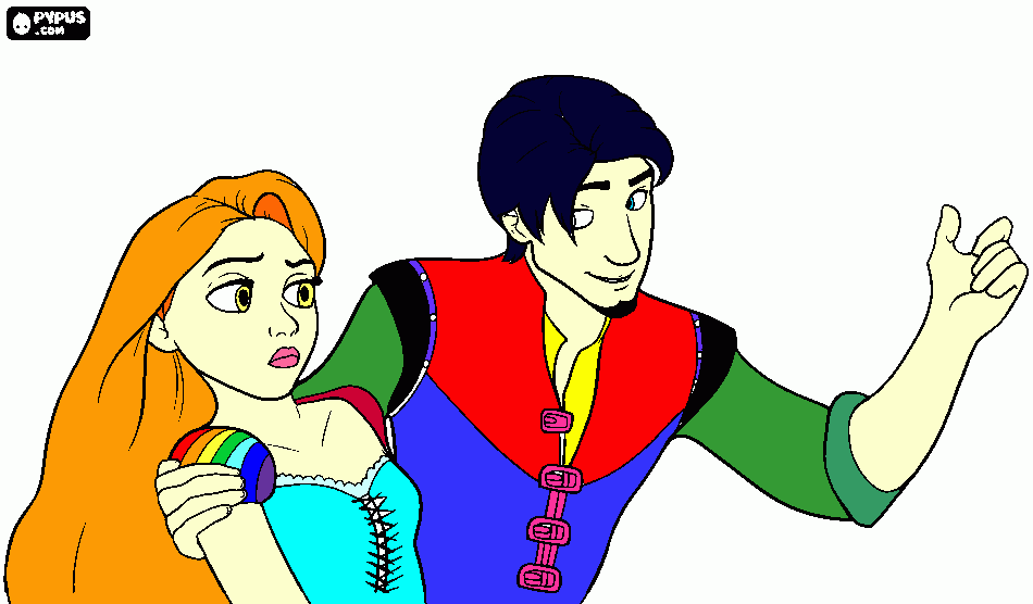 Rapanzel and Flynn coloring page