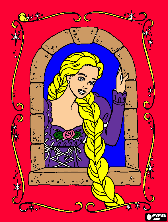 Rapunzel looking at the window coloring page