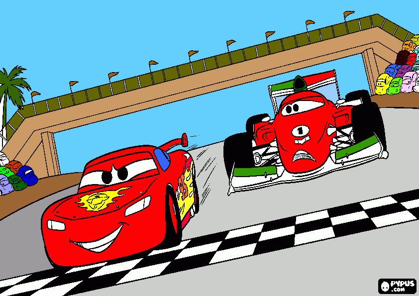 Rayo McQueen and  Franchesco Bernolli coloring page