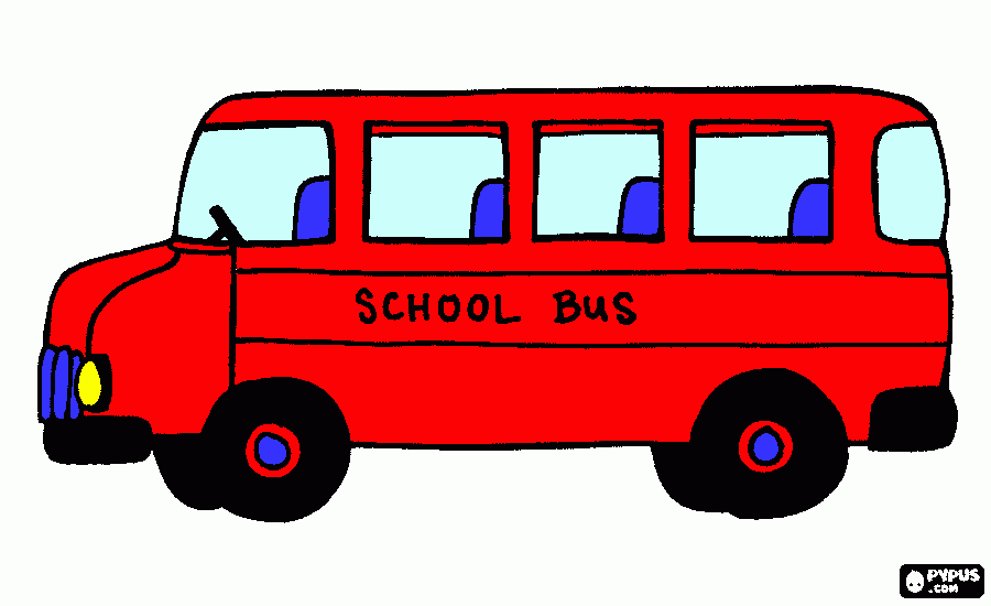 red bus coloring page