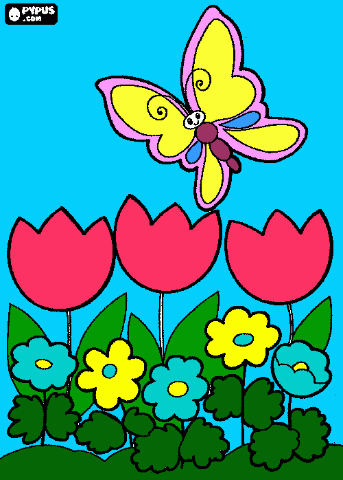 red flower coloring page