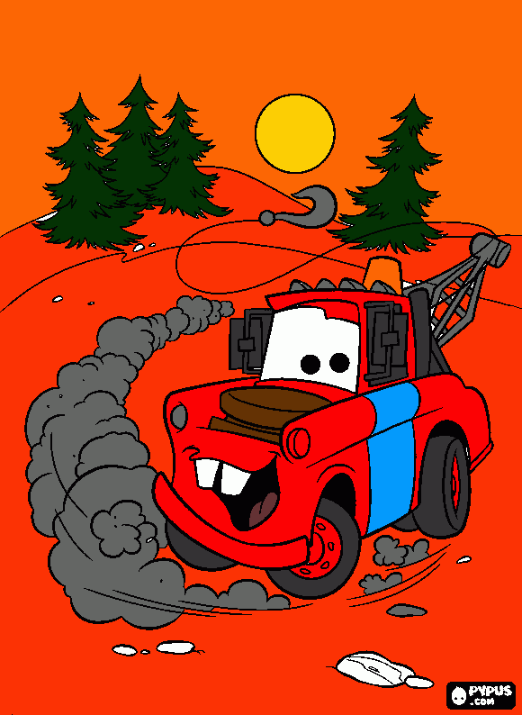 red mater orange sky coloring page