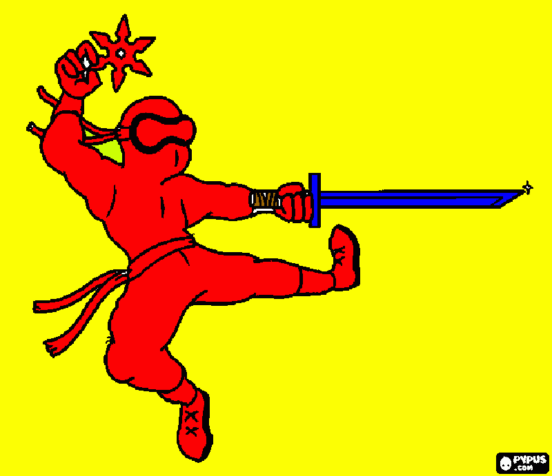 red ninja coloring page