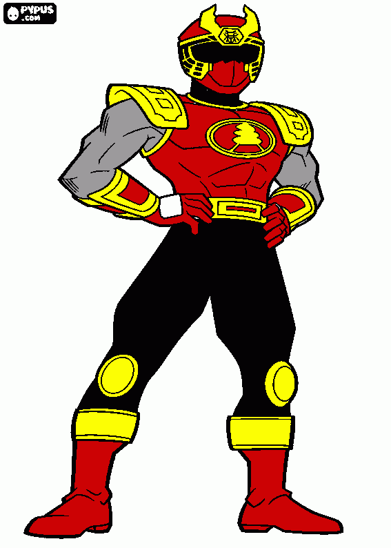 red thunder storm ranger coloring page