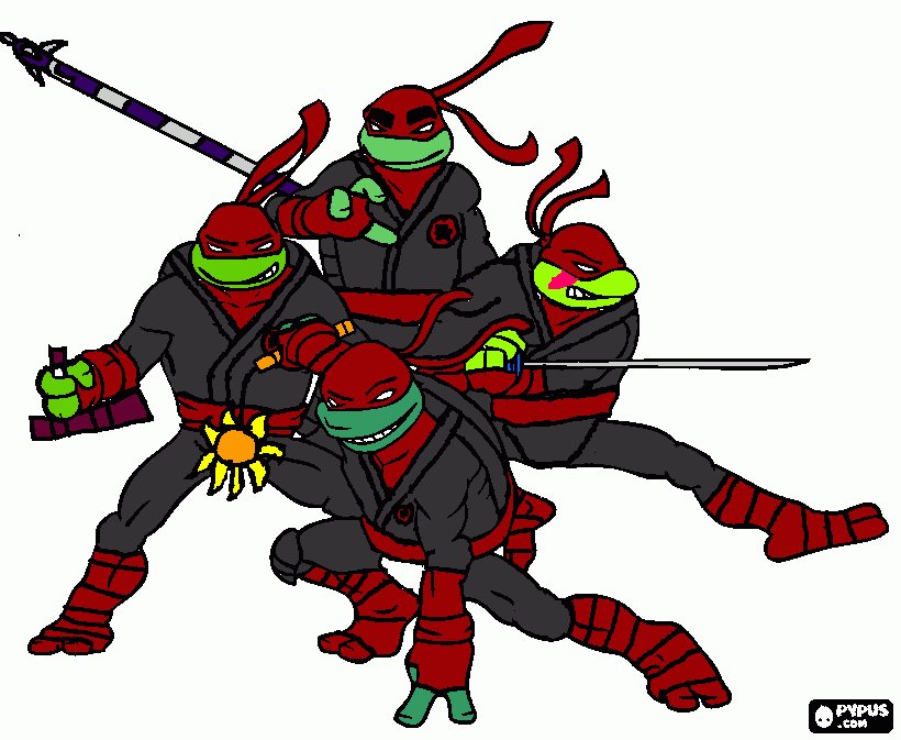 Rise of the Teenage Mutant Ninja Turtles Hamato Clan Outfits coloring page