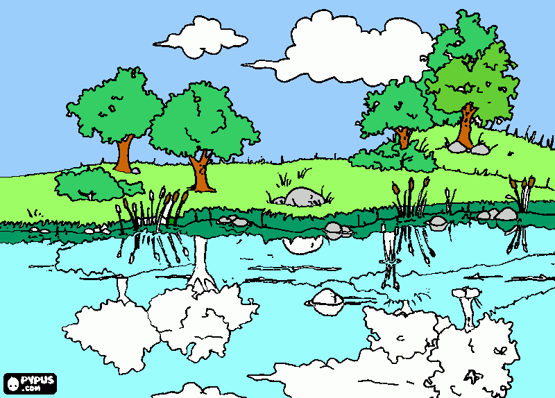 River Scene coloring page