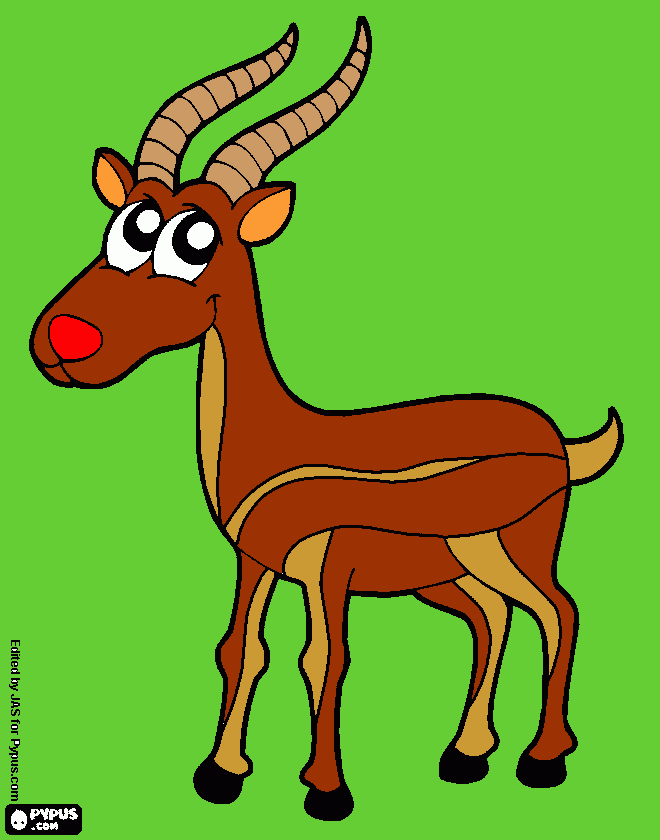 RUDOLPH THE RED NOSED GAZELLE!! coloring page