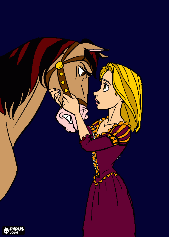 rupunzel and horse coloring page